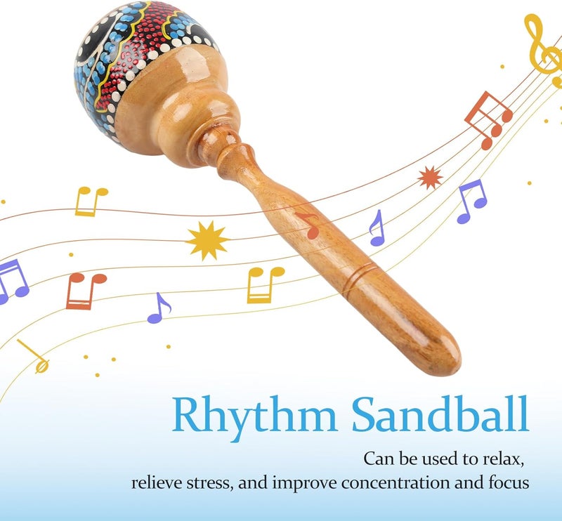GOGHOST 1 Pack Handmade Wooden Maraca for Adults, 10.7" Professional African Hand Percussion Rattles, Handpaint Rumba Shaker Musical Instrument, Fiesta Mexican Party Favors(Natural) - Image 4